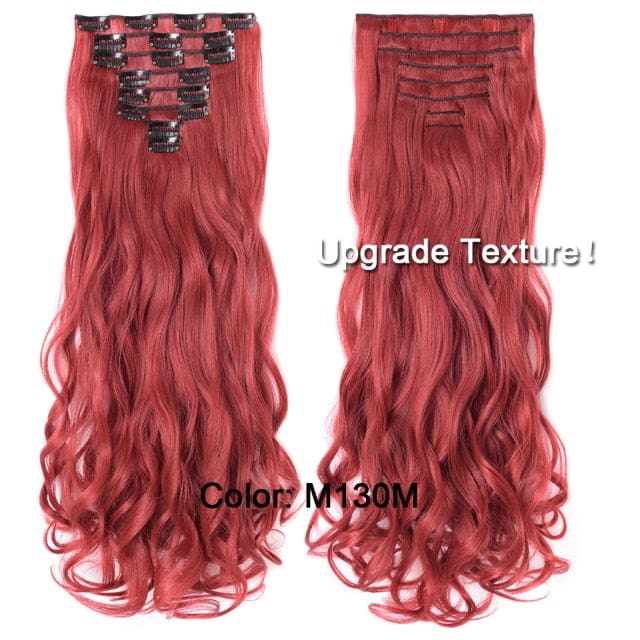 hairro synthetic 36 colors long straight hair extensions clips in high temperature fiber m130m 200661234 / 24inches
