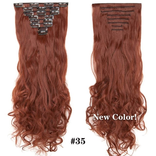 hairro synthetic 36 colors long straight hair extensions clips in high temperature fiber red brown 200744748 / 24inches