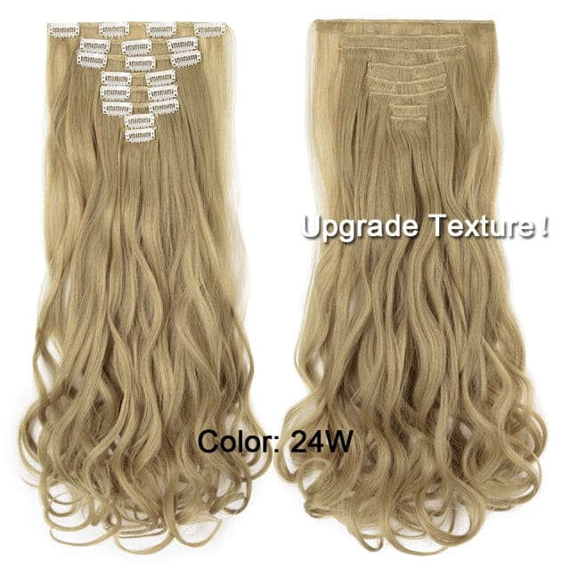 hairro synthetic 36 colors long straight hair extensions clips in high temperature fiber silver grey 200661237 / 24inches