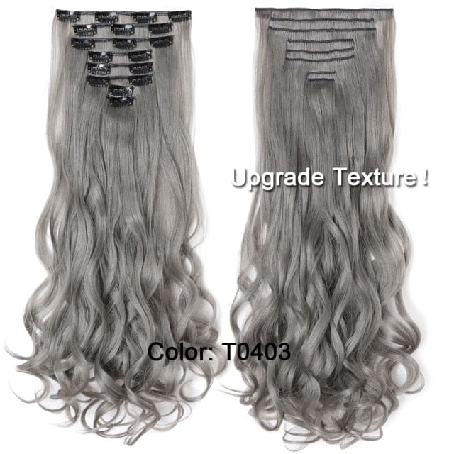 hairro synthetic 36 colors long straight hair extensions clips in high temperature fiber t0403 200661232 / 24inches
