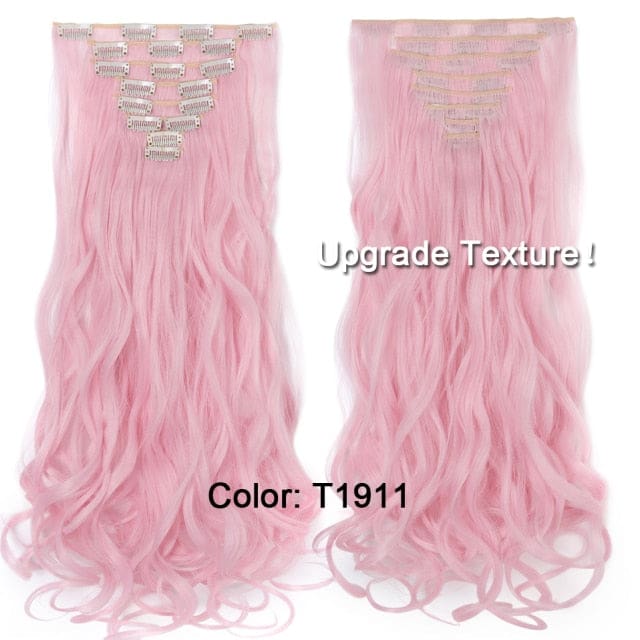 hairro synthetic 36 colors long straight hair extensions clips in high temperature fiber t1911 200661238 / 24inches