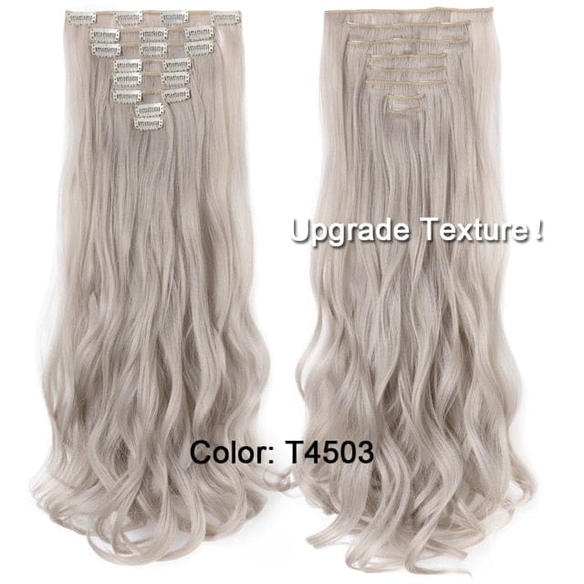 hairro synthetic 36 colors long straight hair extensions clips in high temperature fiber t4503 200661233 / 24inches