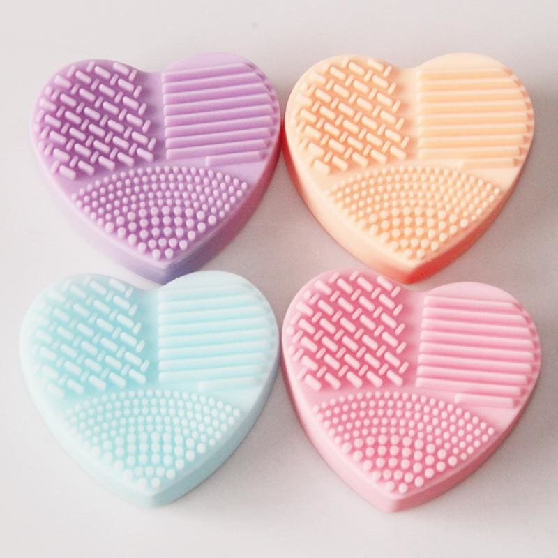 heart shape silica glove scrubber board cosmetic cleaning makeup brush