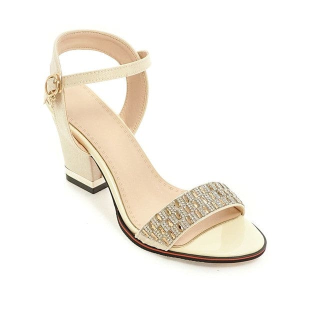 High Heel Bling Crystal Ladies Sandals Beige / 8 HIGH HEELS