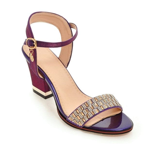 High Heel Bling Crystal Ladies Sandals Purple / 8.5 HIGH HEELS