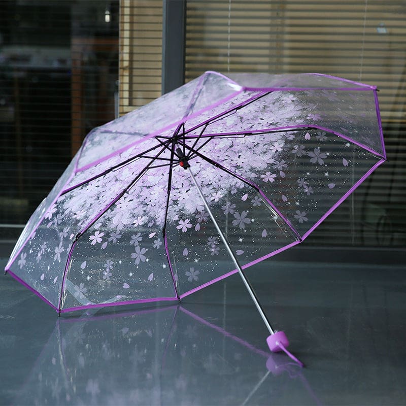 8k 3 fold sun rain umbrellas high quality rain tools woman flowers transparent umbrella for female and male