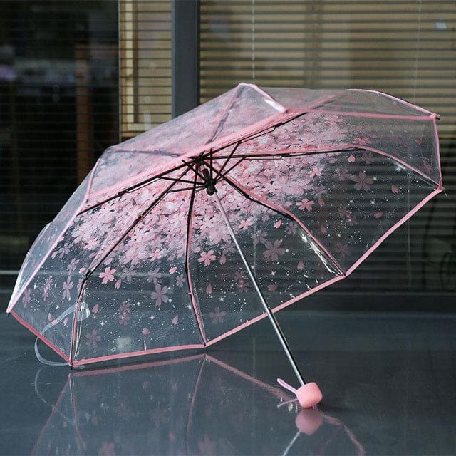 8k 3 fold sun rain umbrellas high quality rain tools woman flowers transparent umbrella for female and male red