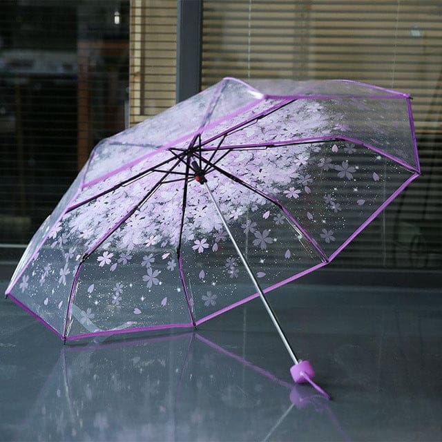 8k 3 fold sun rain umbrellas high quality rain tools woman flowers transparent umbrella for female and male pink