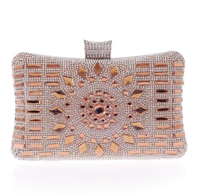 high quality glass diamond elegant clutch gold