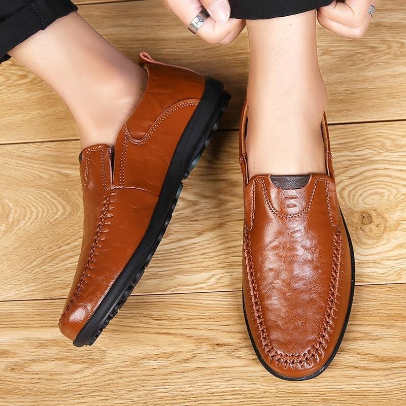 high quality leather men casual shoes soft moccasins