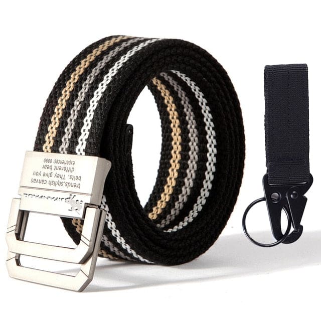 high quality marine corps canvas multi-function alloy buckle outdoor hunting metal tactical belt jf34 black hua gou / 45to47inch