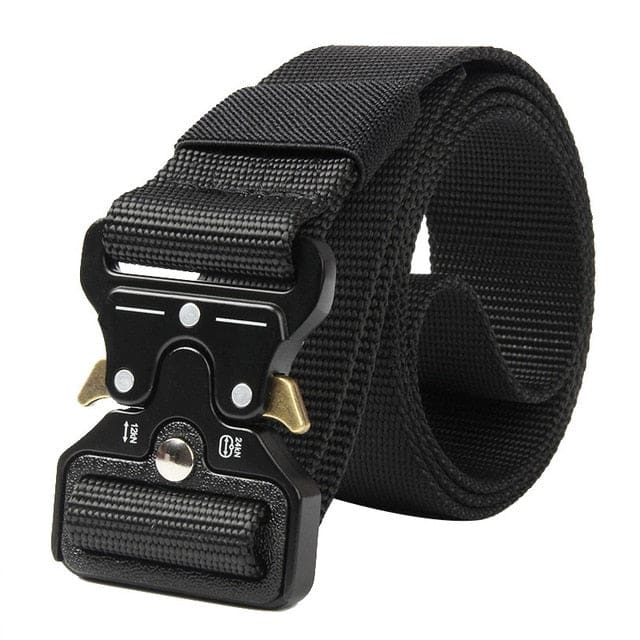 high quality marine corps canvas multi-function alloy buckle outdoor hunting metal tactical belt kkkk black / 45to47inch