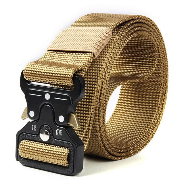 high quality marine corps canvas multi-function alloy buckle outdoor hunting metal tactical belt kkkk khaki / 45to47inch