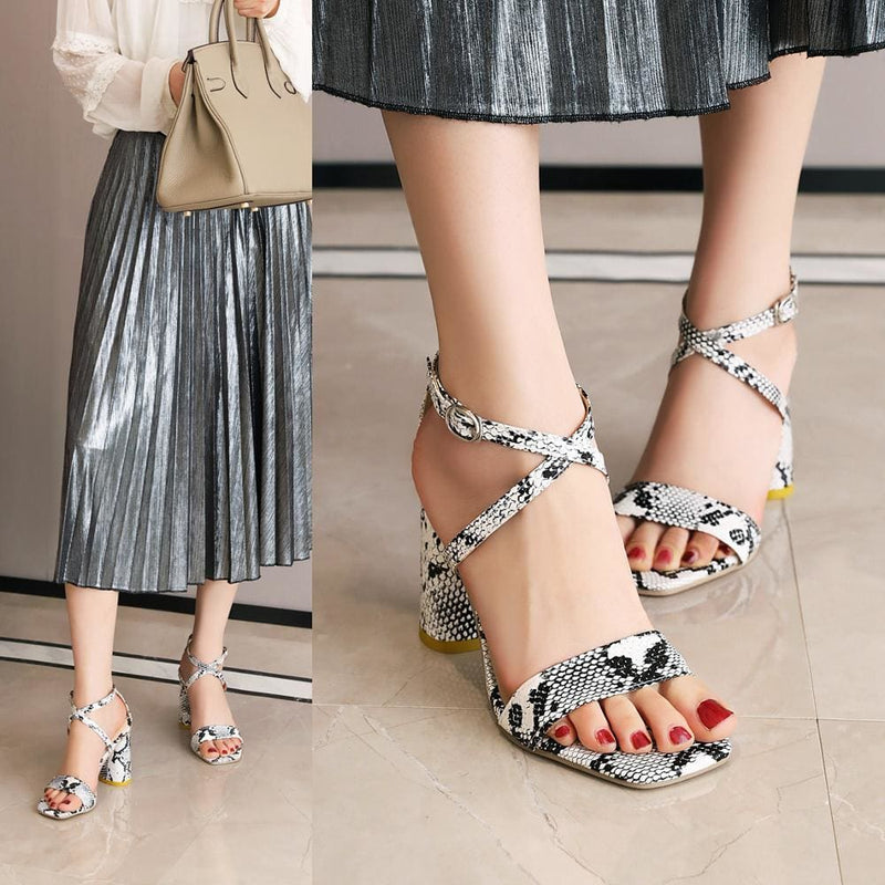 High Quality Mid Heel Open Toe Square Party Sandals HIGH HEELS