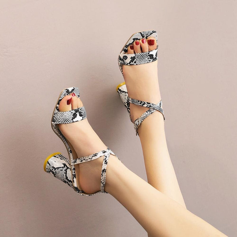 High Quality Mid Heel Open Toe Square Party Sandals HIGH HEELS