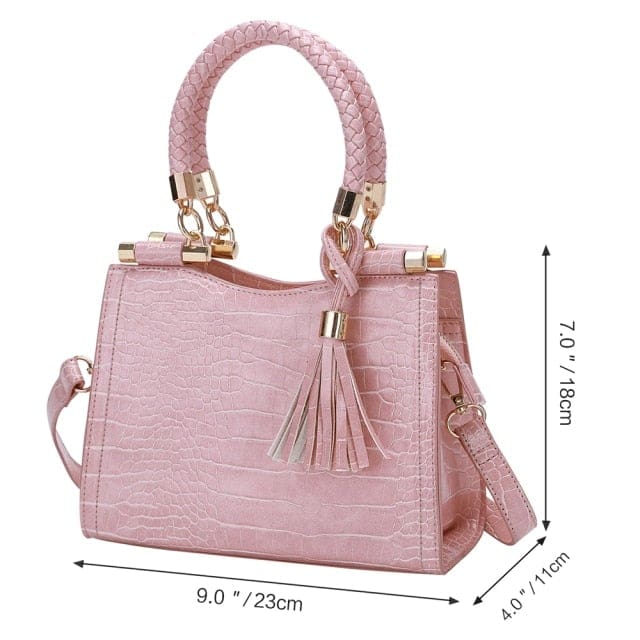 high quality pu leather retro tassels handbag a