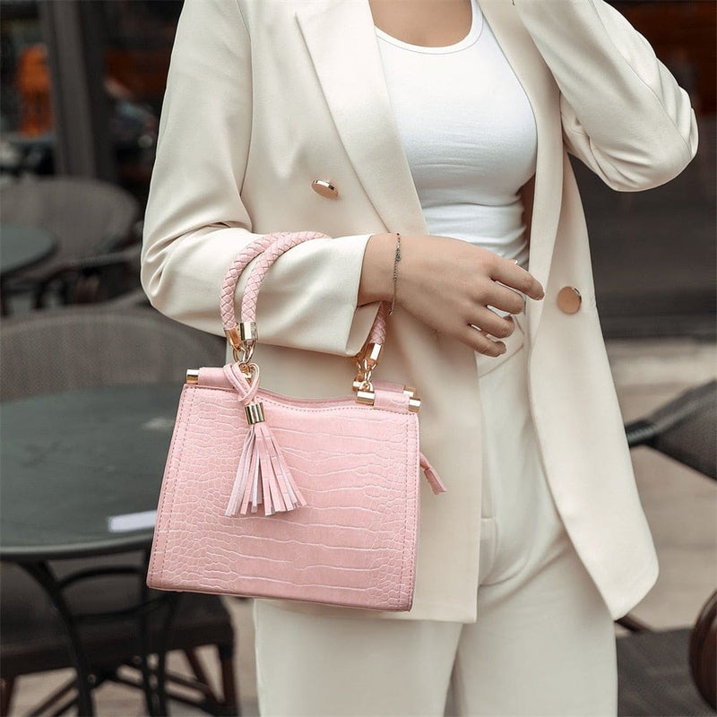 high quality pu leather retro tassels handbag