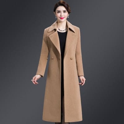 High Quality Thicken Cashmere Collar Wool Blends Women Coat Camel 8156 / XL WOMEN OVERCOAT
