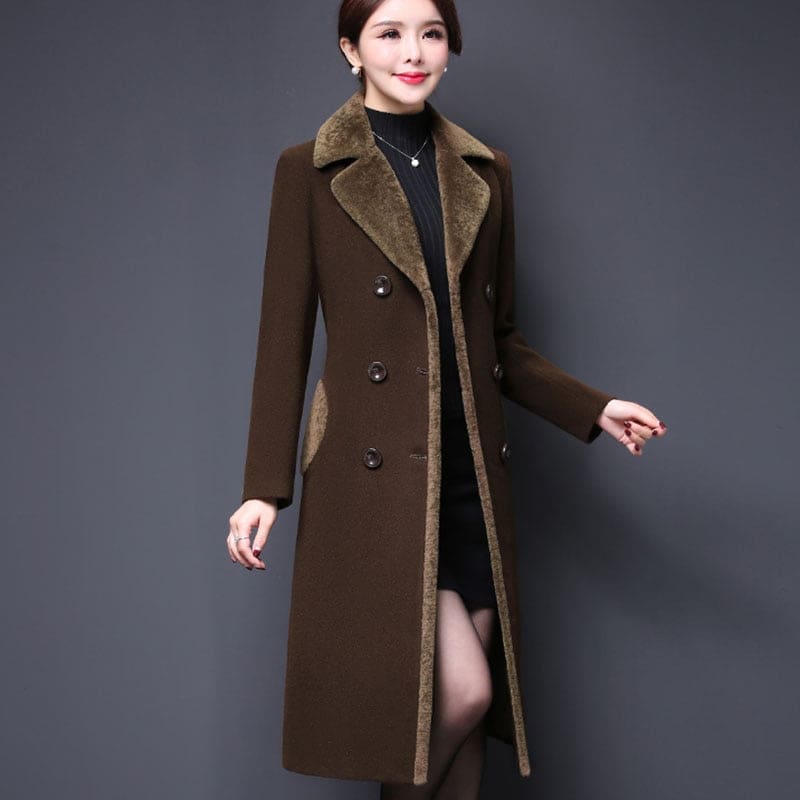 High Quality Thicken Cashmere Collar Wool Blends Women Coat WOMEN OVERCOAT