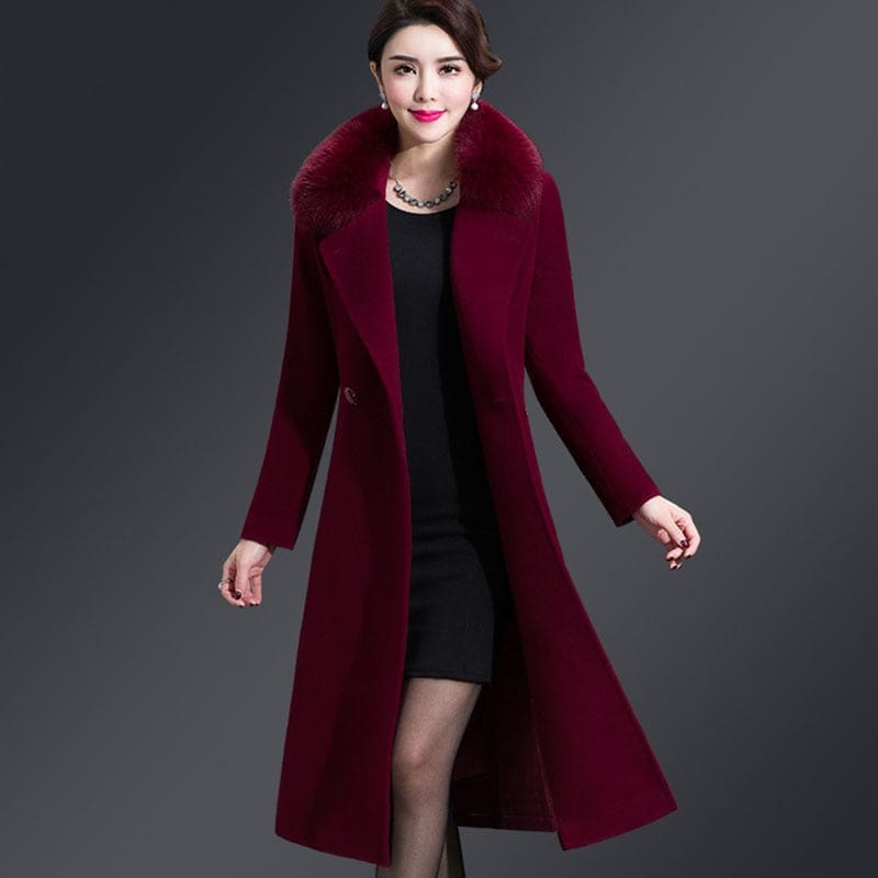 High Quality Thicken Cashmere Collar Wool Blends Women Coat WOMEN OVERCOAT