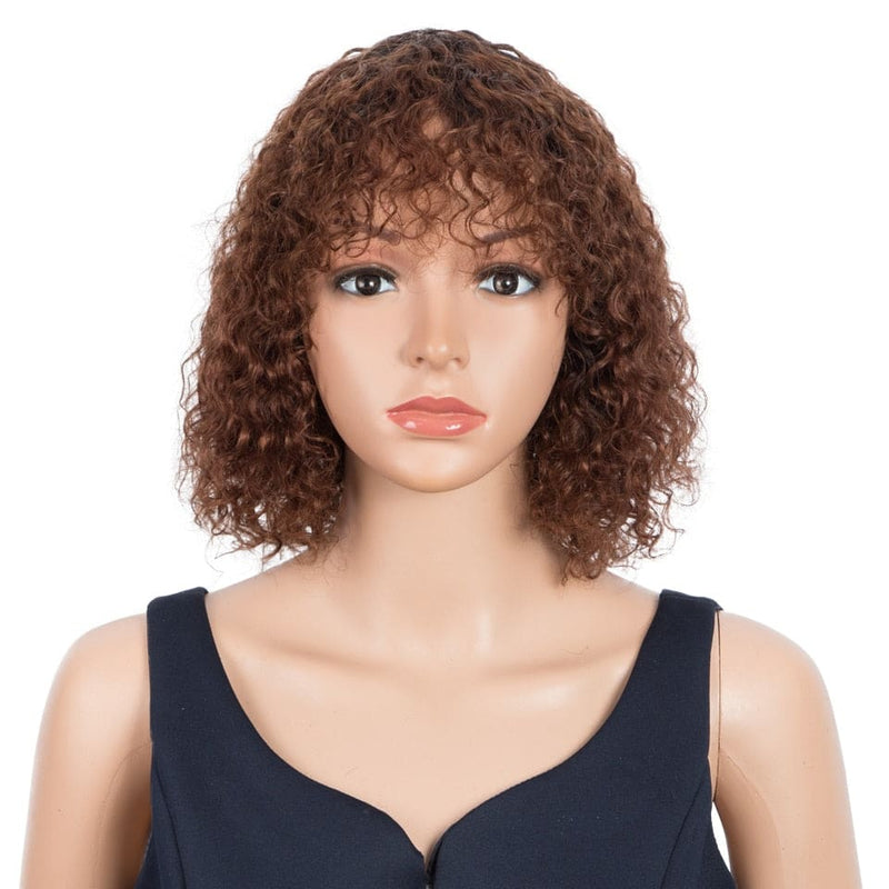Highlight Blonde Jerry Curly Short Bob Women Wigs 10inches / T1B/33 HAIR EXTENSIONS