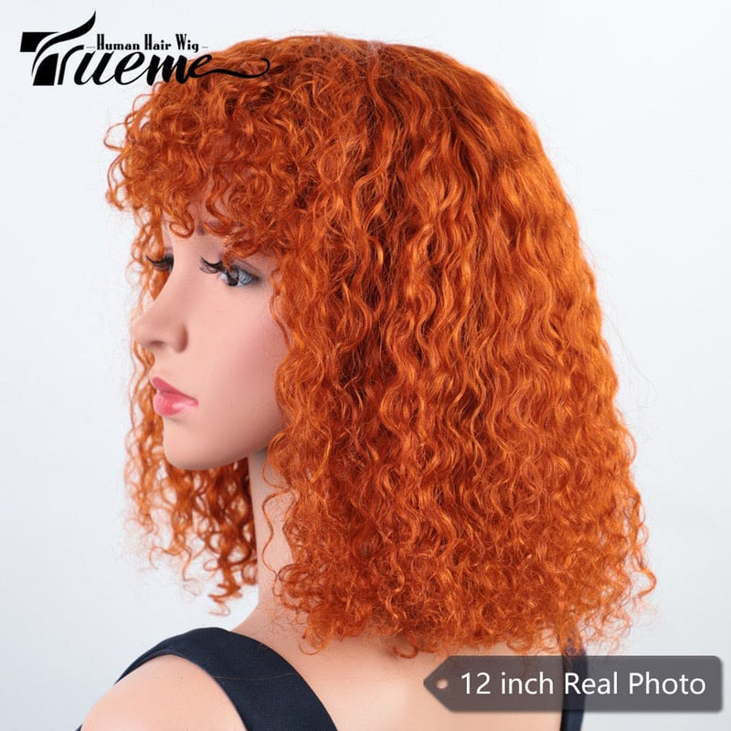 Highlight Blonde Jerry Curly Short Bob Women Wigs 14inches / Orange HAIR EXTENSIONS