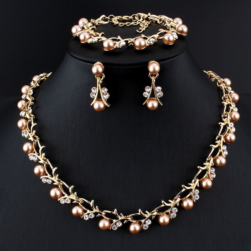 hot imitation pearl elegant necklace earring sets for party
