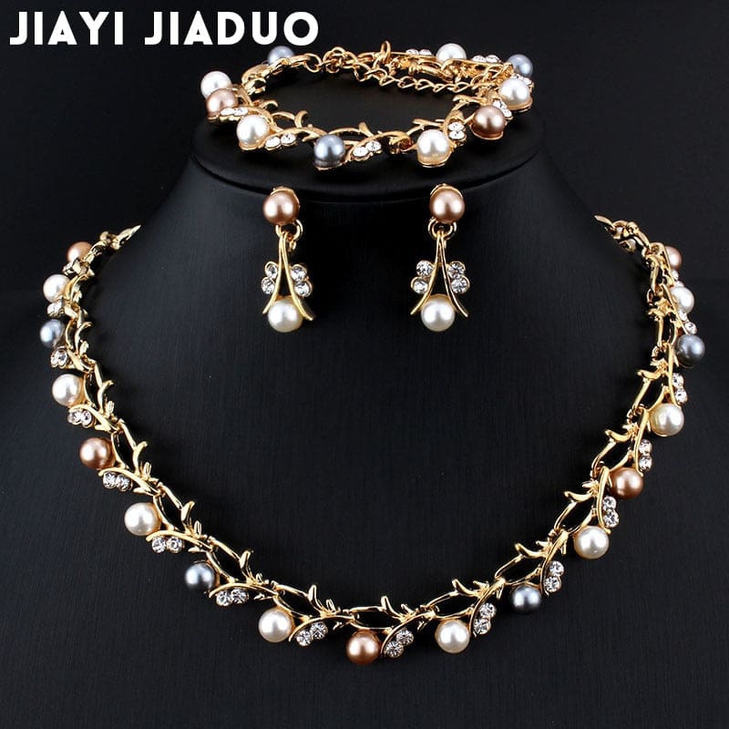 hot imitation pearl elegant necklace earring sets for party