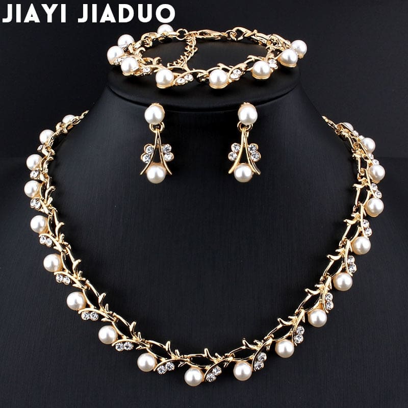 hot imitation pearl elegant necklace earring sets for party