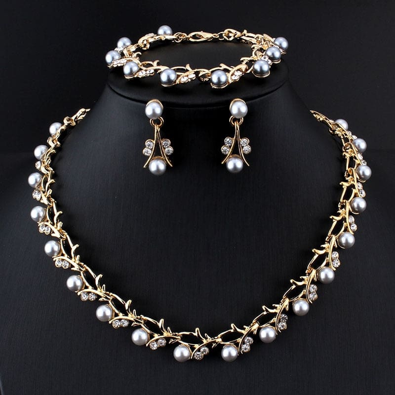 hot imitation pearl elegant necklace earring sets for party