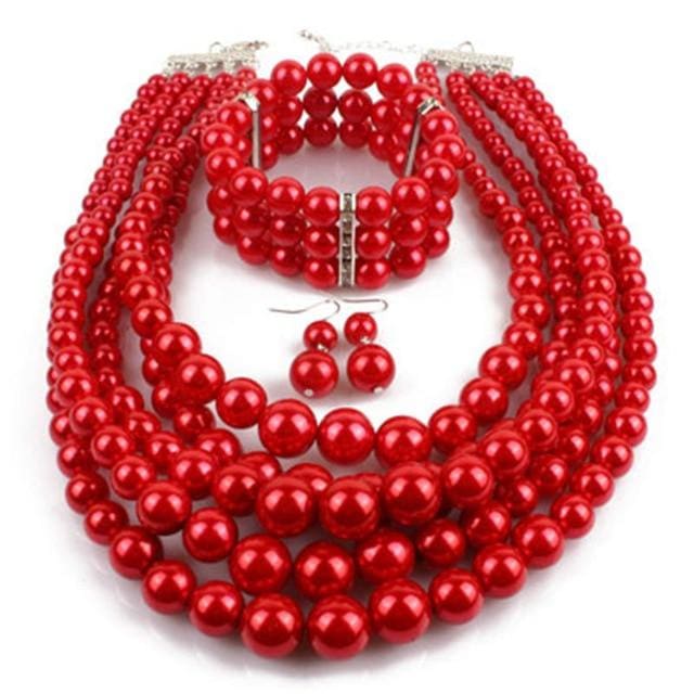 hot style exaggerated beaded necklace, earrings and bracelet set pa01