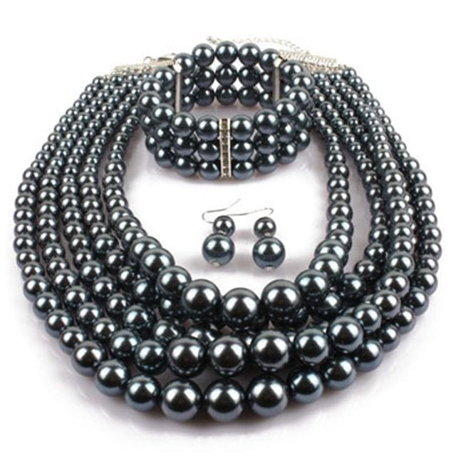 hot style exaggerated beaded necklace, earrings and bracelet set pa05