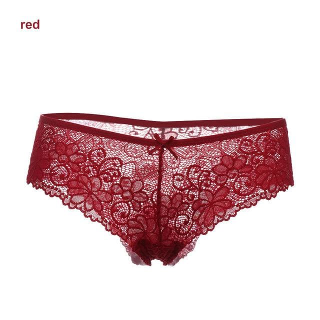 hot women low waist transparent underwear sexy lace floral thong red-2