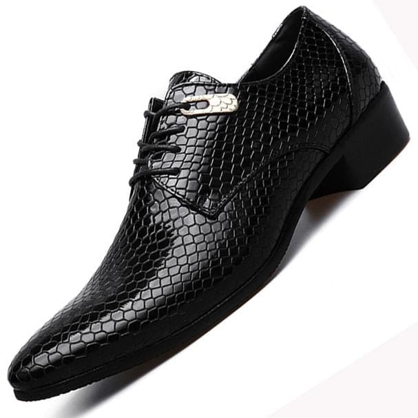 imitate snake leather men lace up business oxford shoes