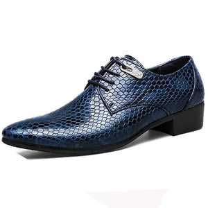 imitate snake leather men lace up business oxford shoes