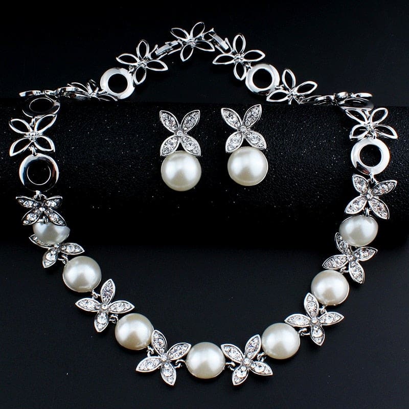 imitated crystal pendant simulated pearl jewelry sets for women