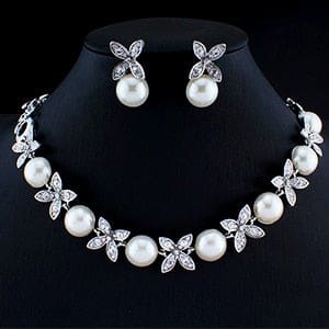 imitated crystal pendant simulated pearl jewelry sets for women 5