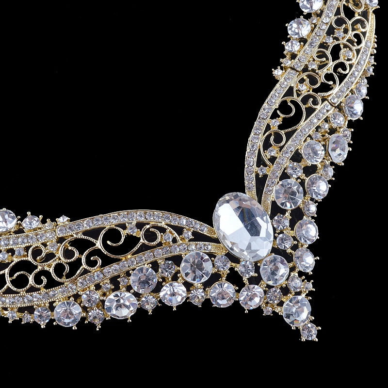india style bridal rhinestone glass wedding jewelry set