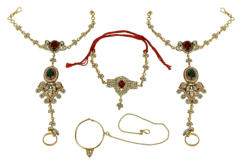 indian bollywood bridal jewelry set wedding maroon green necklace earrings