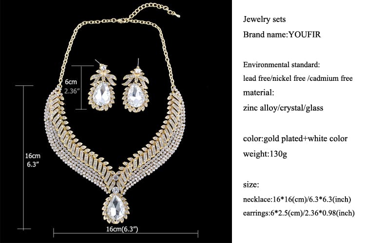 indian style wedding crystal rhinestone bridal jewelry set