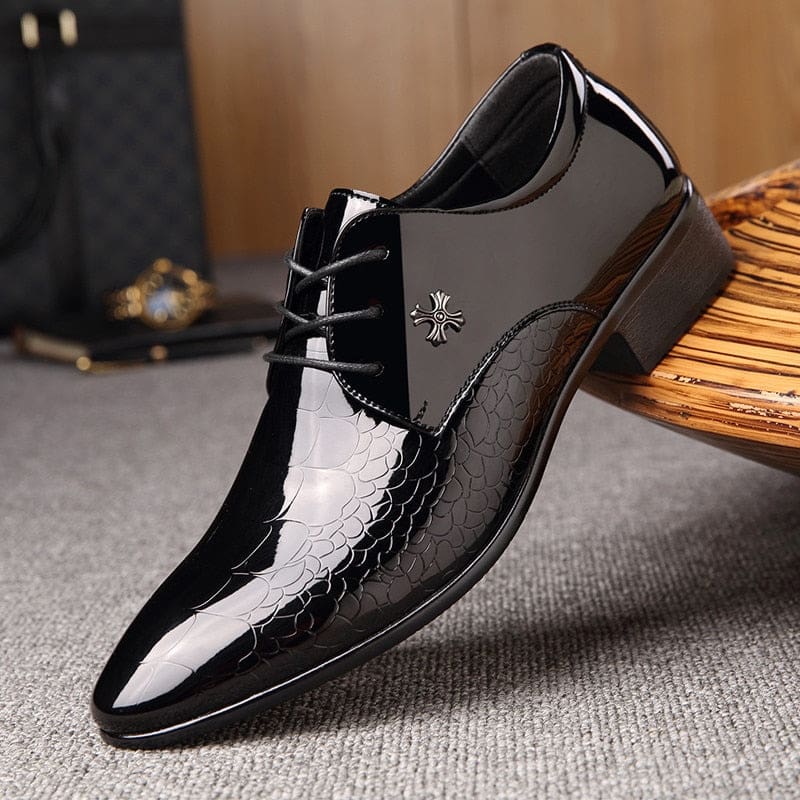 Italian Luxury Patent Leather Men Oxford Shoes Black / 38 MEN SHOES