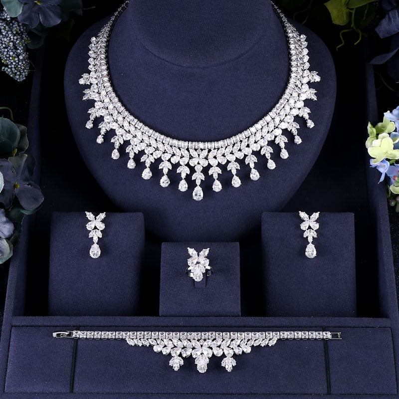 luxury cubic zirconia 4 pcs jewelry set