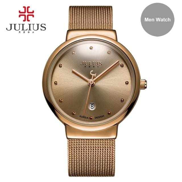 julius relogio feminino stainless steel watch coffee gold men