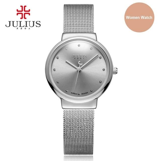 julius relogio feminino stainless steel watch silver women