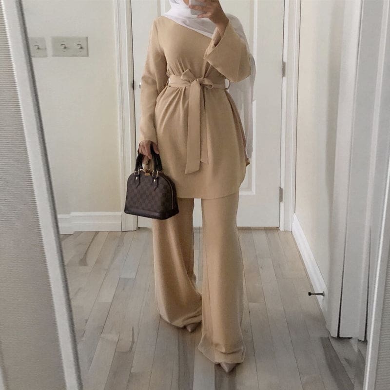 Kaftan Dubai Abaya Muslim Women Top & Pant Set HIJAB BURKA