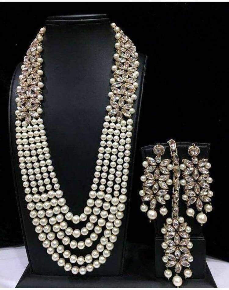 kundan indian bollywood pearl wedding valentine special jewelry necklace set gold