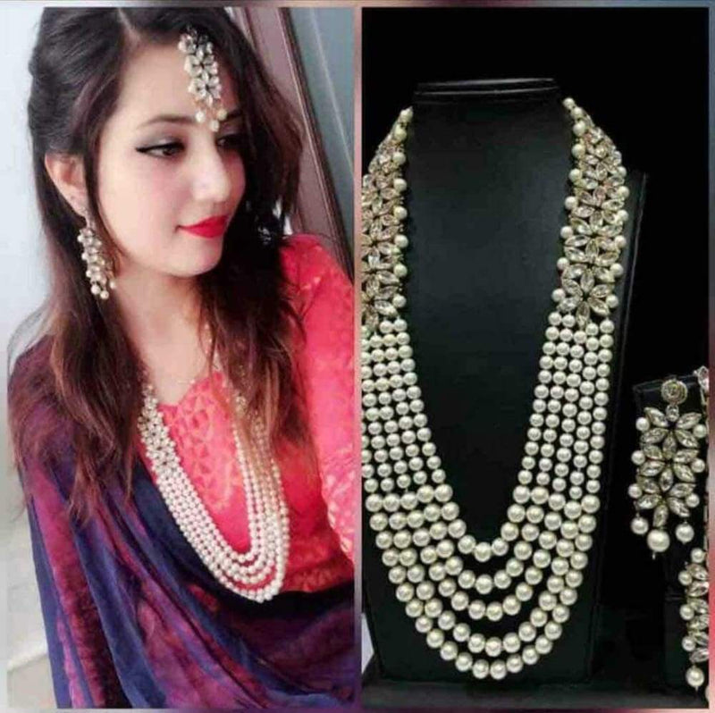 kundan indian bollywood pearl wedding valentine special jewelry necklace set