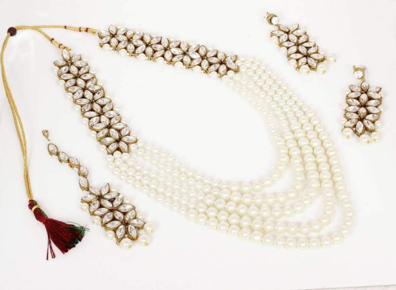 kundan indian bollywood pearl wedding valentine special jewelry necklace set