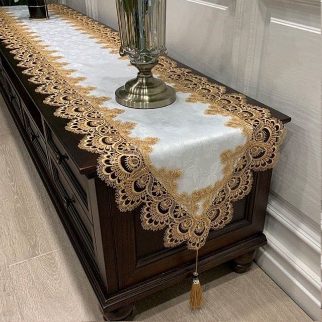 lace embroidered fabric dining table and coffee table, tv cabinet, shoe cabinet table runner