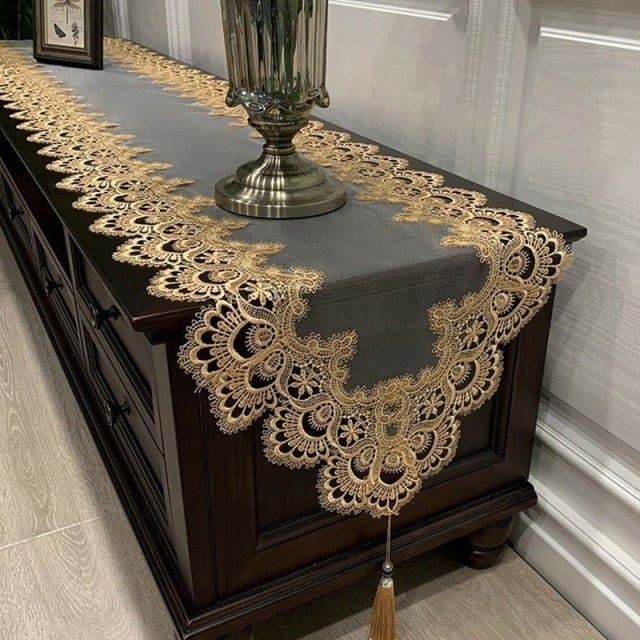 lace embroidered fabric dining table and coffee table, tv cabinet, shoe cabinet table runner